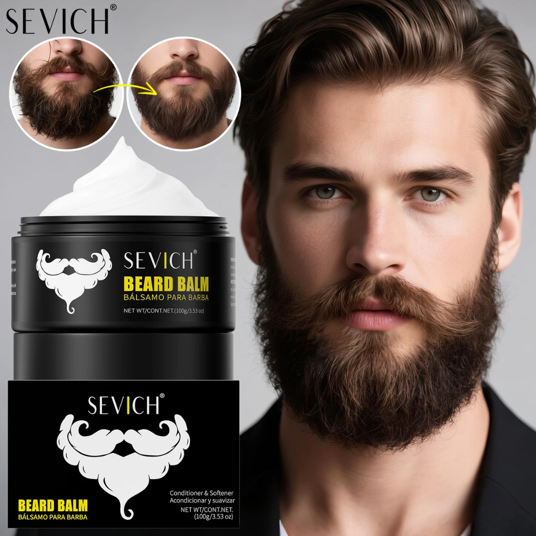 SEVICH Beard Balm – Nourish, Shape & Soften – With Shea Butter & Biotin – Controls Frizz & Flyaways – Soothes Sensitive Skin – All-Natural, Cruelty-Free, Paraben-Free
