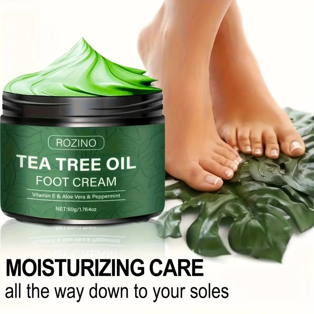 Rozino Tea Tree Oil Foot & Damage Skin Repair Cream | Vitamin E, Aloe Vera & Peppermint | Repairs Cracked Heels, Dry Feet & Rough Skin
