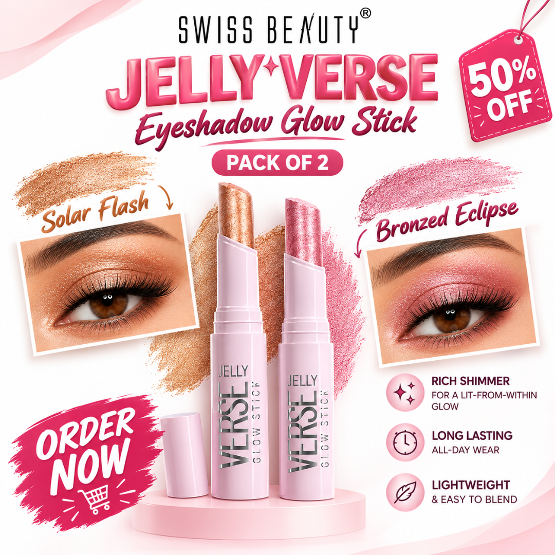 Jelly Glitter Multifunctional Stick (Pack of 2) - Use on Eyes, face & lips as glitter eyes, Highlighter & lip topper - Watery & Cooling finish with tiny glitter