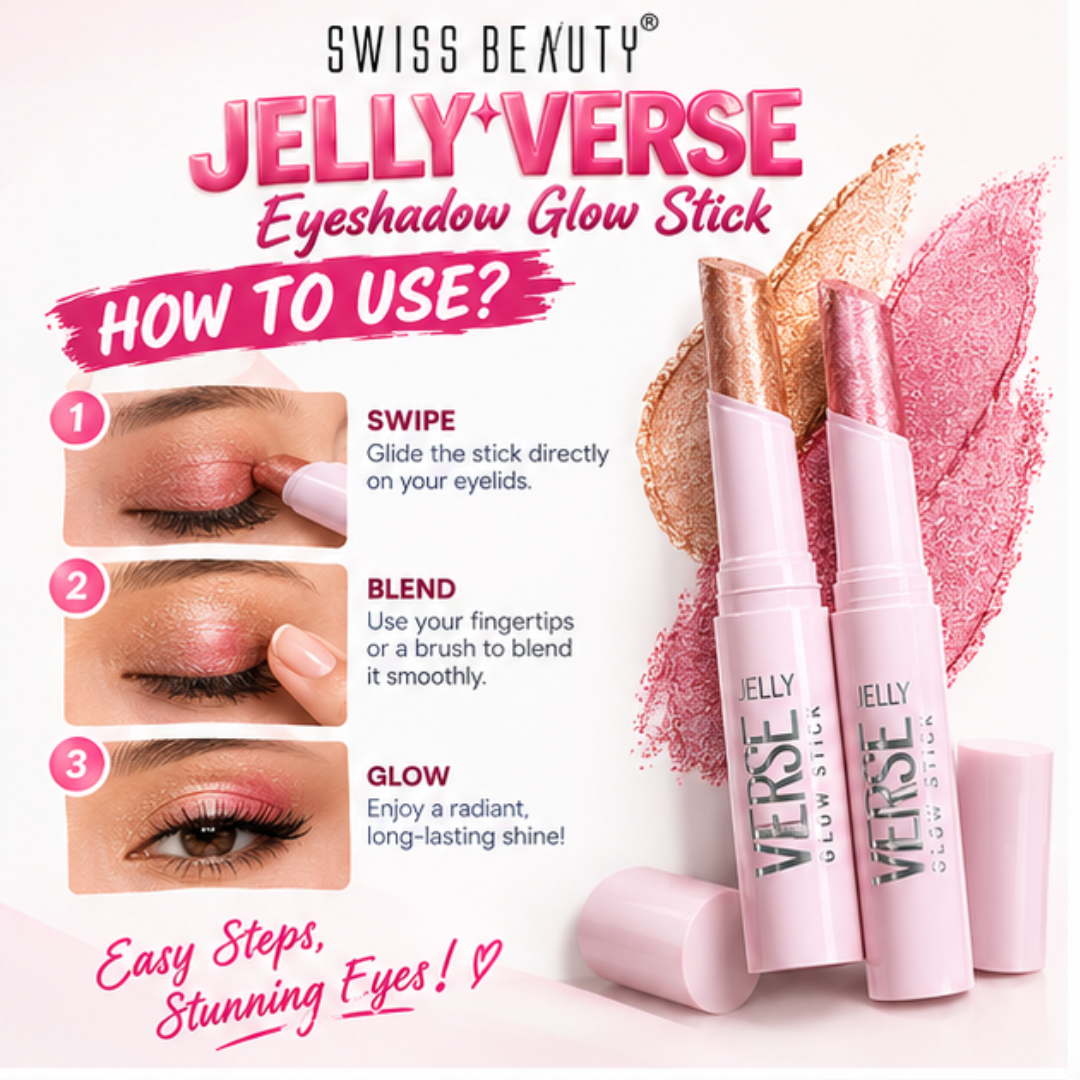 Jelly Glitter Multifunctional Stick (Pack of 2) - Use on Eyes, face & lips as glitter eyes, Highlighter & lip topper - Watery & Cooling finish with tiny glitter