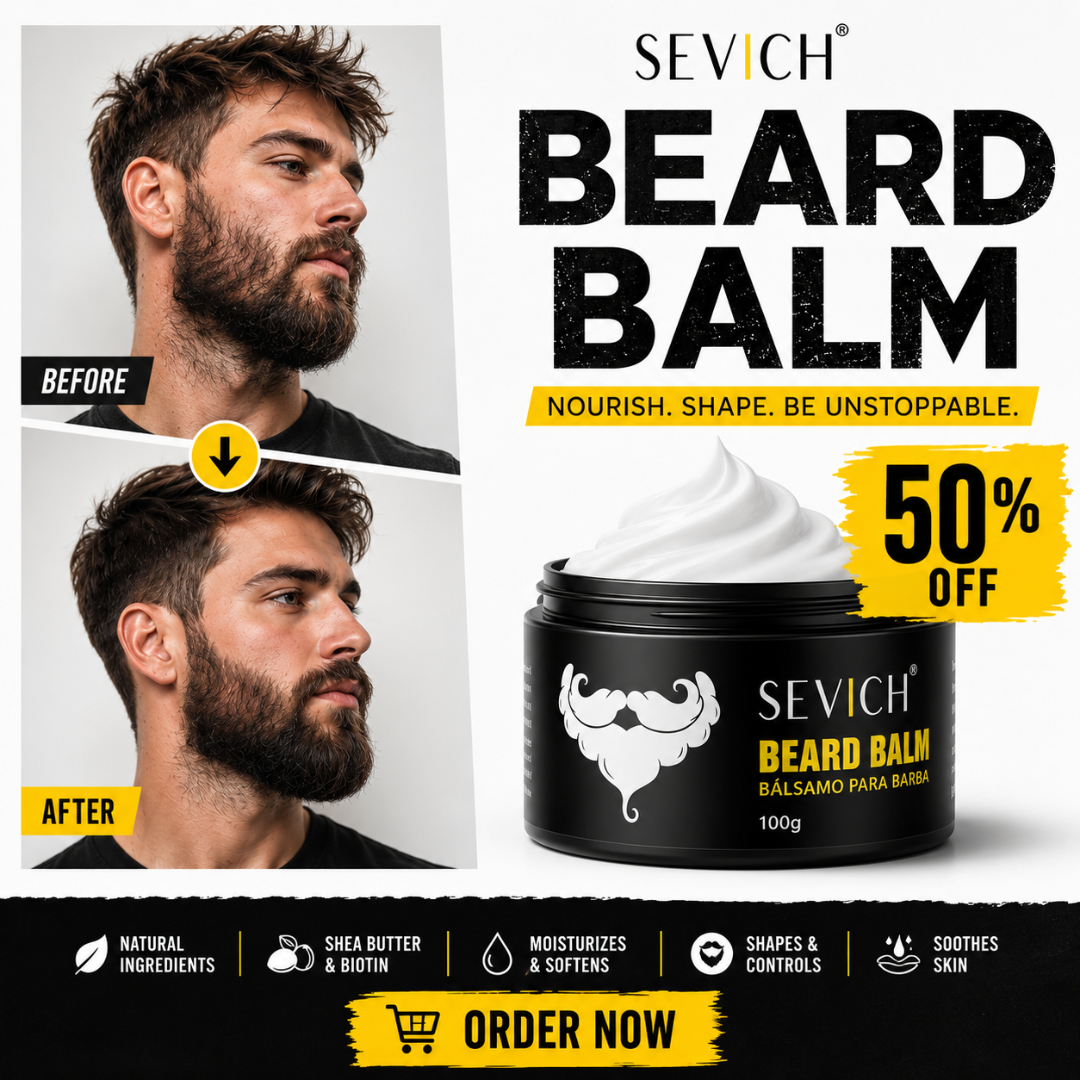 SEVICH Beard Balm – Nourish, Shape & Soften – With Shea Butter & Biotin – Controls Frizz & Flyaways – Soothes Sensitive Skin – All-Natural, Cruelty-Free, Paraben-Free