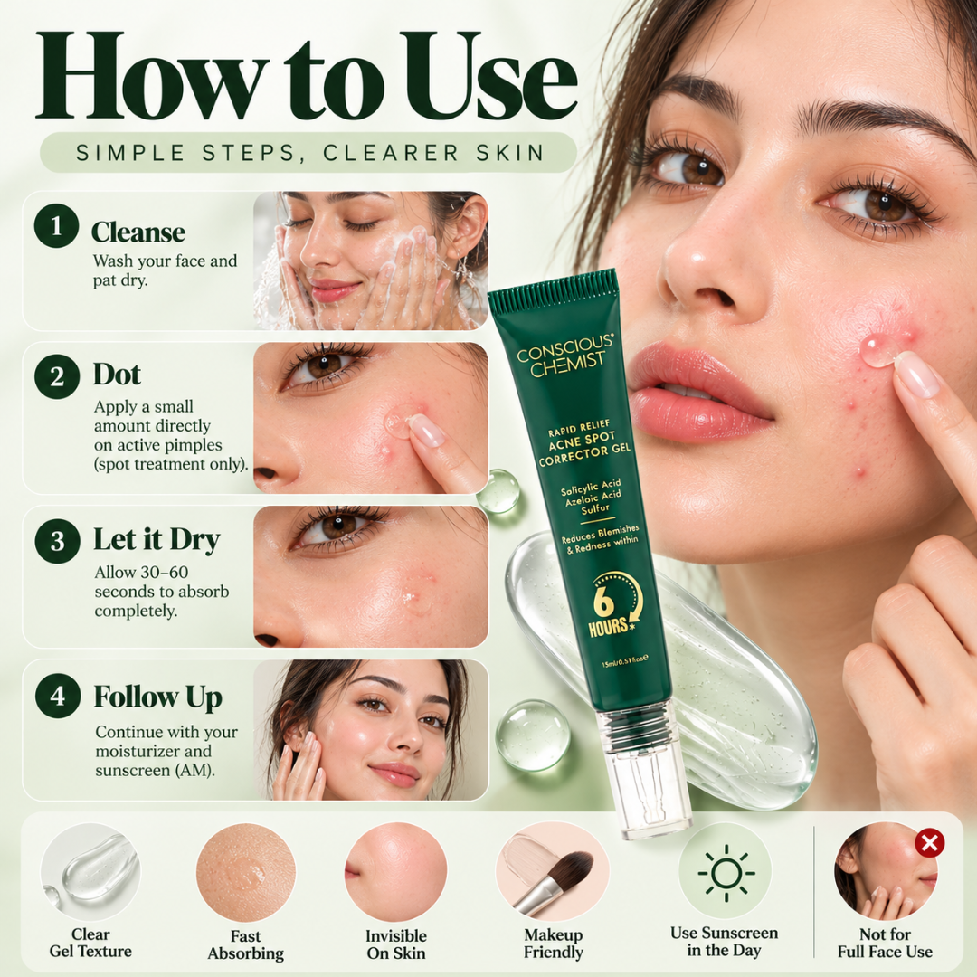 Conscious Chemist Rapid Relief Acne Spot Corrector Gel – Triple-Action Formula with Salicylic Acid & Sulfur, Fades Blemishes & Redness in 6 Hours for Clear Skin