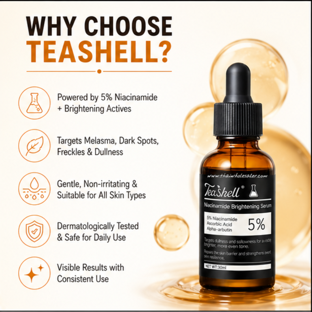 Teashell Niacinamide Brightening Serum – Targets Melasma, Dark Spots & Freckles – Brightens & Evens Skin Tone, Improves Texture & Radiance – For All Skin Types