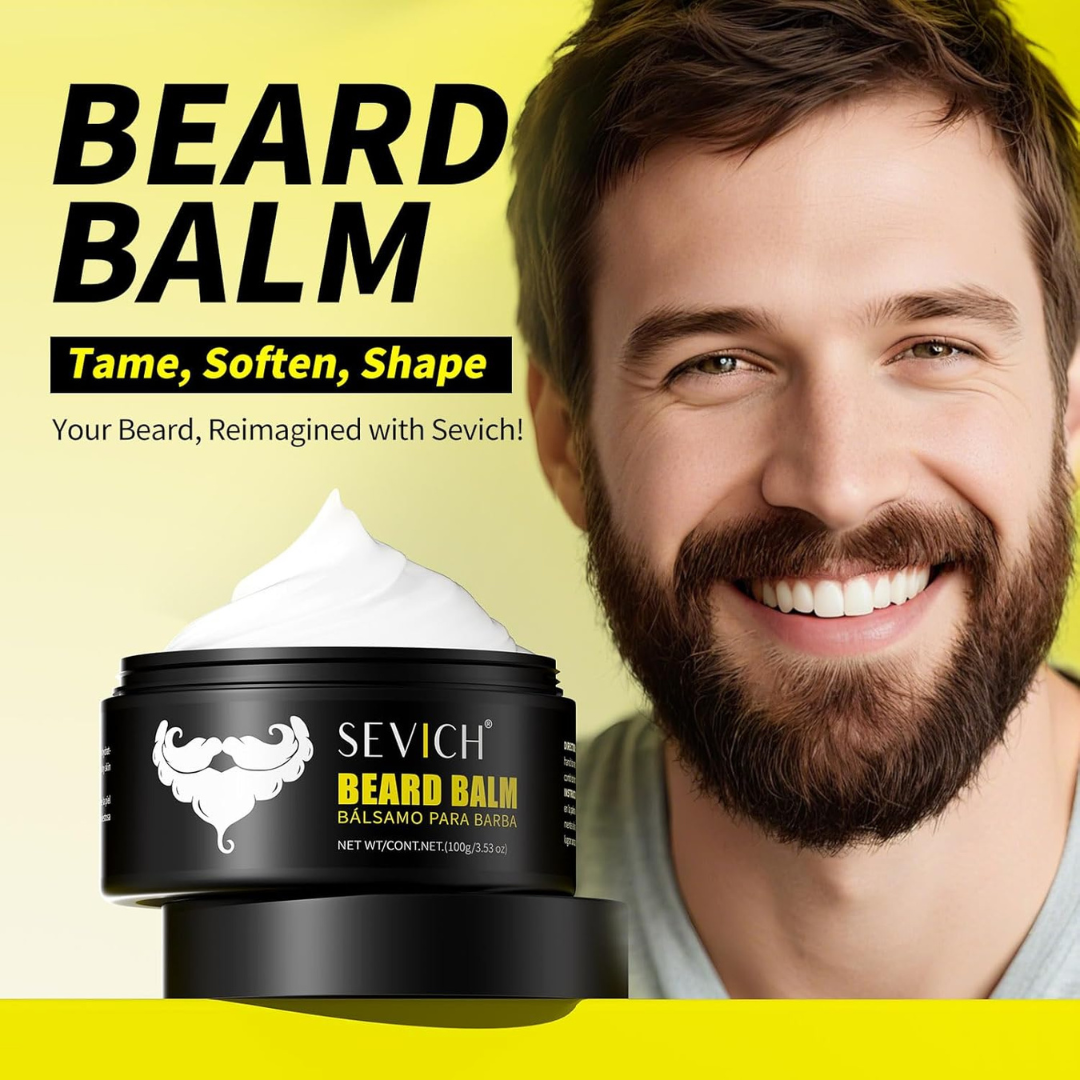 SEVICH Beard Balm – Nourish, Shape & Soften – With Shea Butter & Biotin – Controls Frizz & Flyaways – Soothes Sensitive Skin – All-Natural, Cruelty-Free, Paraben-Free