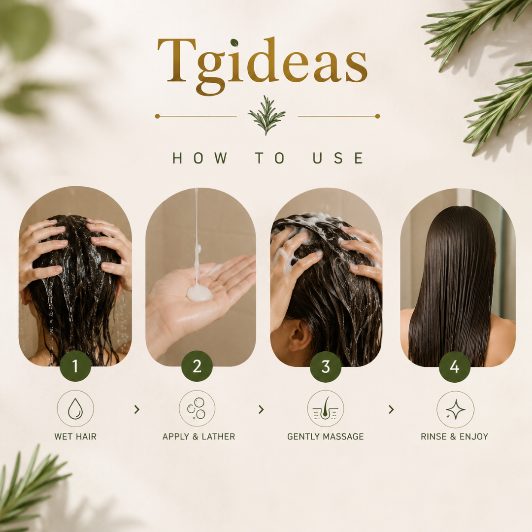 Tgideas Rosemary Amino Acid Shampoo – Repair, Nourish & Strengthen – Reduces Hair Fall, Deep Scalp Nourishment – With Rosemary Extract & Amino Acids – Smooth & Silky Hair – Sulfate Free