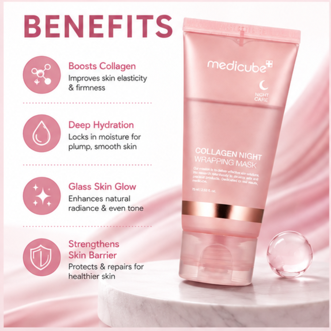 Medicube Collagen Night Wrapping Mask – 50% OFF – Wake Up to Glass Skin – Overnight Care – Boosts Collagen, Deep Hydration & Glass Skin Glow – Strengthens Skin Barrier – For All Skin Types