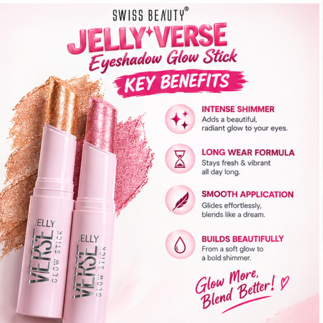 Jelly Glitter Multifunctional Stick (Pack of 2) - Use on Eyes, face & lips as glitter eyes, Highlighter & lip topper - Watery & Cooling finish with tiny glitter