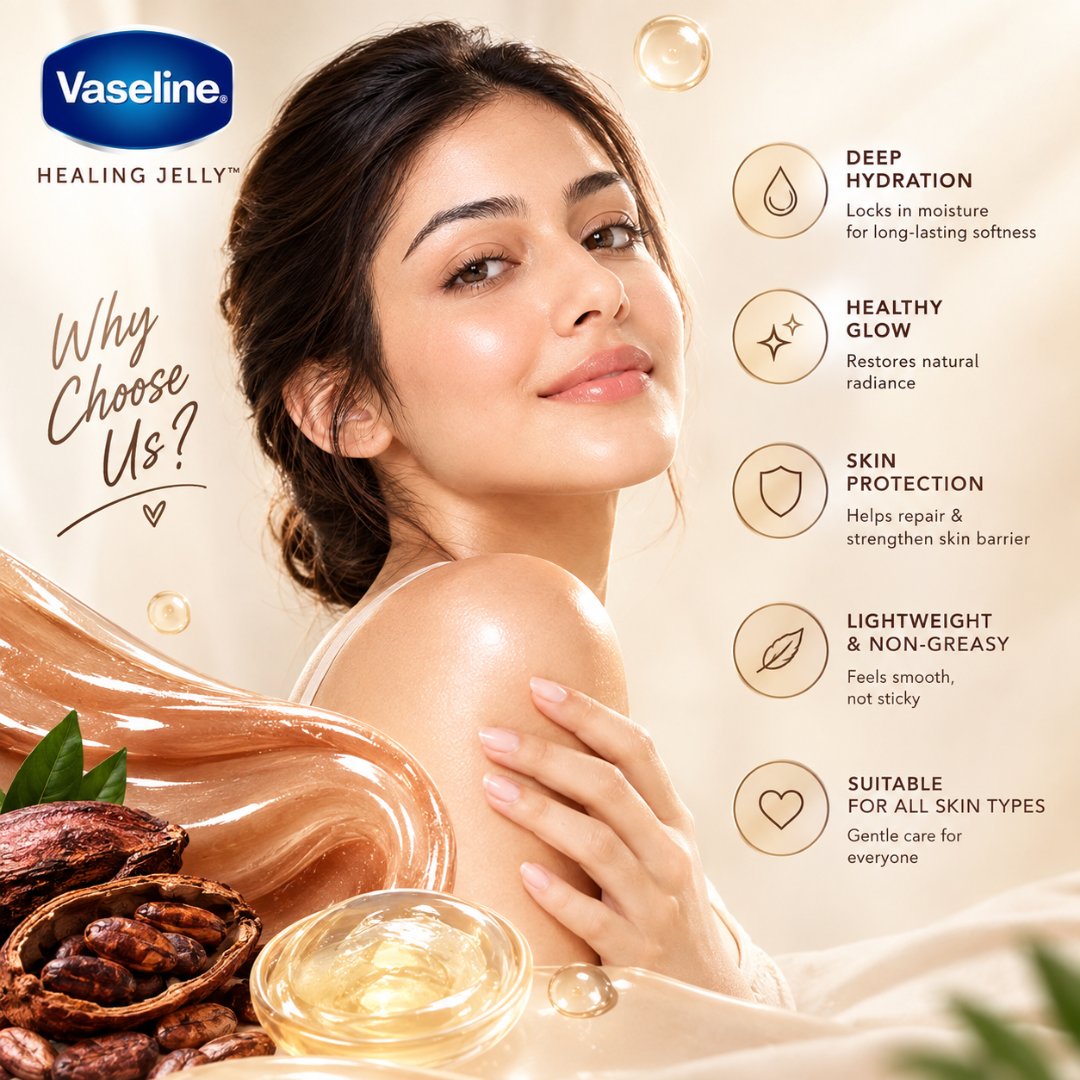 Vaseline Healing Jelly Cocoa Shimmer Jelly Stick – Deeply Hydrating Body Luminizer – Instant Dewy Glow with Cocoa Butter