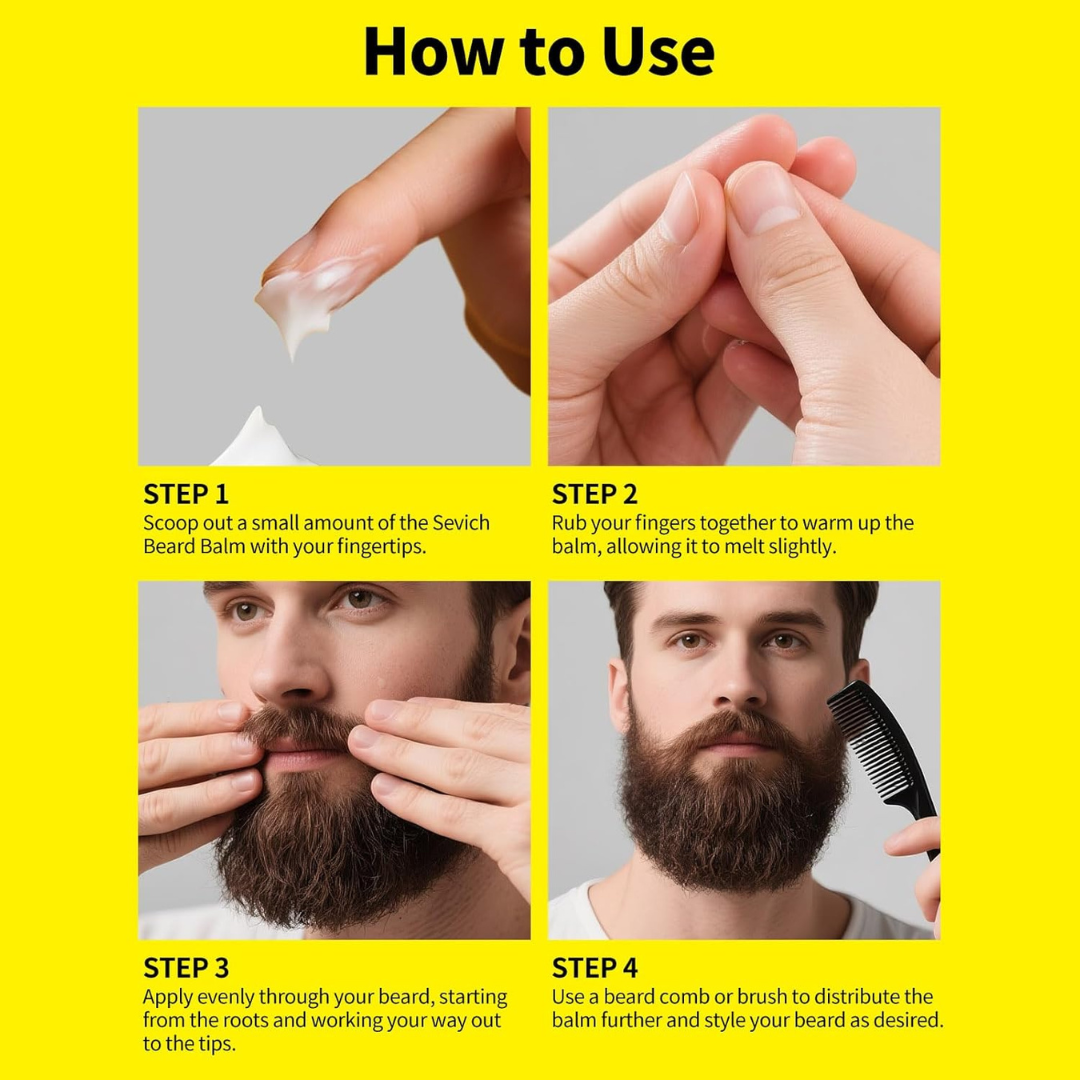 SEVICH Beard Balm – Nourish, Shape & Soften – With Shea Butter & Biotin – Controls Frizz & Flyaways – Soothes Sensitive Skin – All-Natural, Cruelty-Free, Paraben-Free