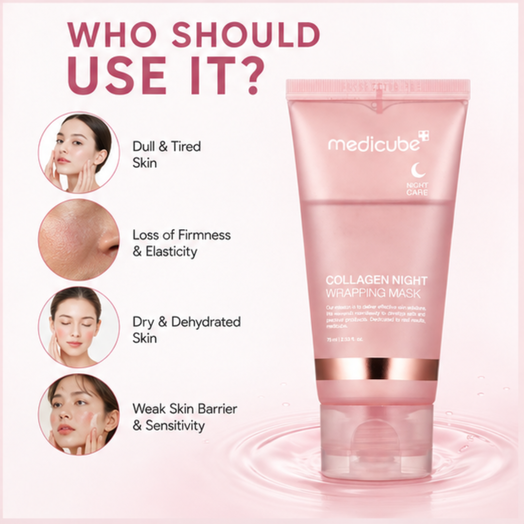 Medicube Collagen Night Wrapping Mask – 50% OFF – Wake Up to Glass Skin – Overnight Care – Boosts Collagen, Deep Hydration & Glass Skin Glow – Strengthens Skin Barrier – For All Skin Types