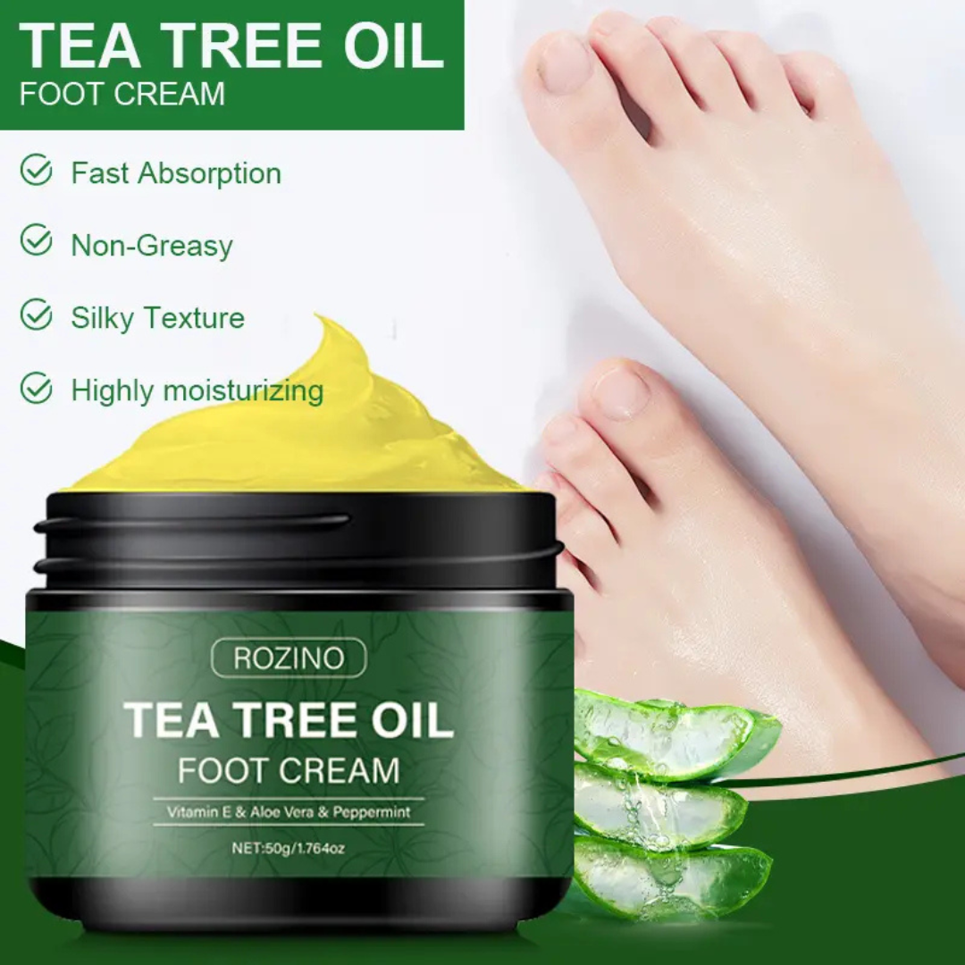 Rozino Tea Tree Oil Foot & Damage Skin Repair Cream | Vitamin E, Aloe Vera & Peppermint | Repairs Cracked Heels, Dry Feet & Rough Skin