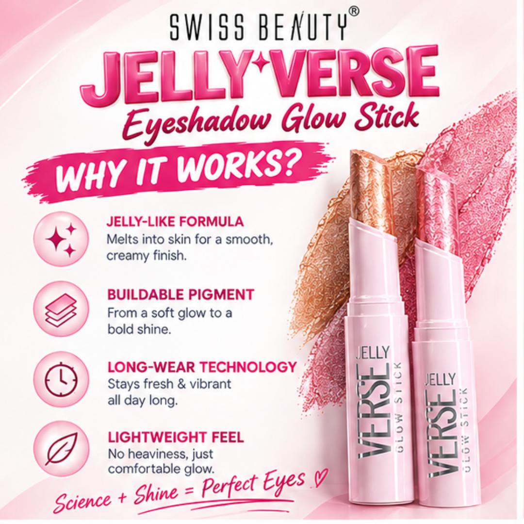 Jelly Glitter Multifunctional Stick (Pack of 2) - Use on Eyes, face & lips as glitter eyes, Highlighter & lip topper - Watery & Cooling finish with tiny glitter