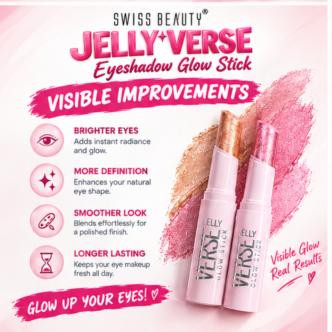 Jelly Glitter Multifunctional Stick (Pack of 2) - Use on Eyes, face & lips as glitter eyes, Highlighter & lip topper - Watery & Cooling finish with tiny glitter
