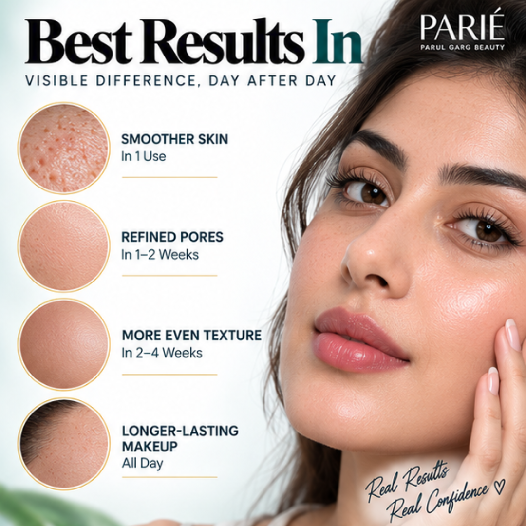 PARIÉ Primer by Parul Garg Beauty – Velvet Matte Finish – Blurs Pores, Smooths Texture & Long-Lasting – Enriched with Vitamin E – Lightweight, Non-Greasy Base for Flawless Makeup