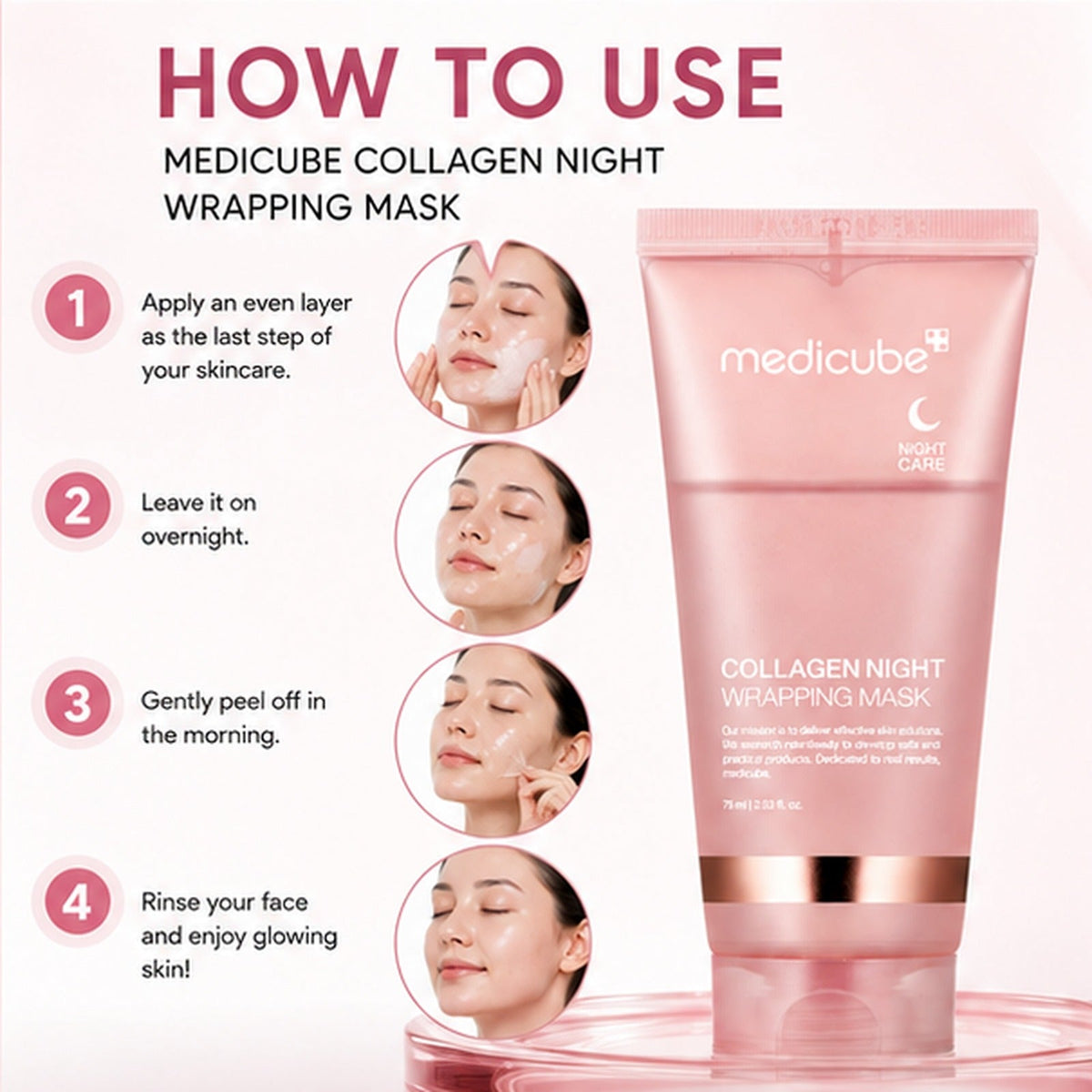 Medicube Collagen Night Wrapping Mask – 50% OFF – Wake Up to Glass Skin – Overnight Care – Boosts Collagen, Deep Hydration & Glass Skin Glow – Strengthens Skin Barrier – For All Skin Types